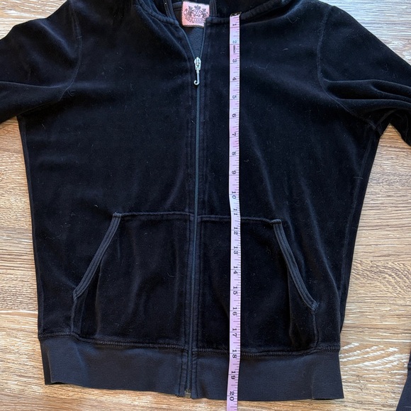 Juicy Couture Original Vintage Black Velour Hoodie made in USA Y2K women’s large - Picture 4 of 8